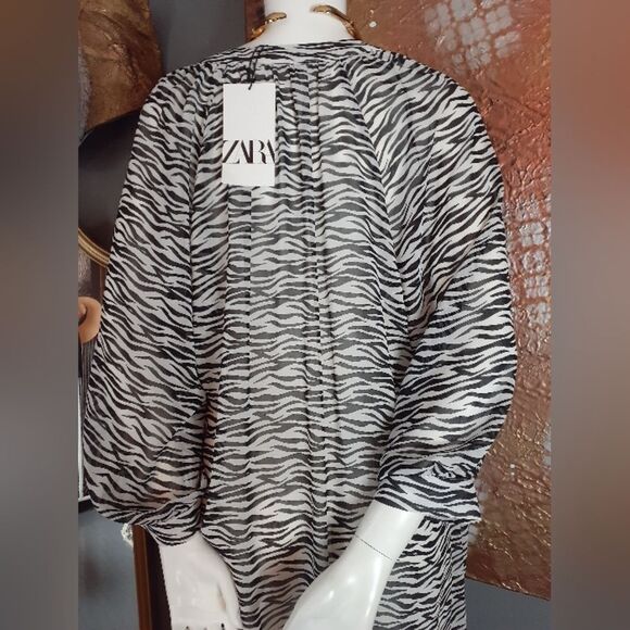 Zara NWT Sheer Zebra Print Midi Tunic Dress - Picture 4 of 16